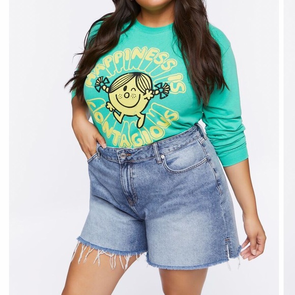 Forever 21 Little Miss Sunshine happiness graphic long sleeve tee shirt 1X NWT - Picture 6 of 7